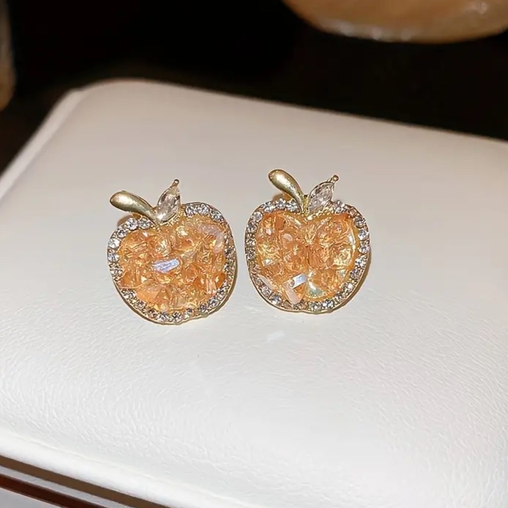 Cute Apple Earrings Post Stud Pierced Ear